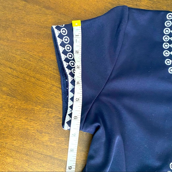 UNICA HIJA Navy Blue Dress Mandala Embroidered Design Short Sleeves - Picture 11 of 11